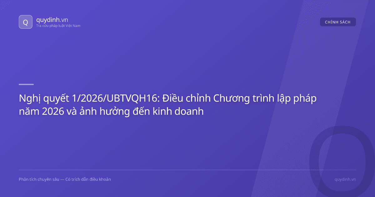 Nghị quyết 1/2026/UBTVQH16: Điều chỉnh Chương trình lập pháp năm 2026 và ảnh hưởng đến kinh doanh