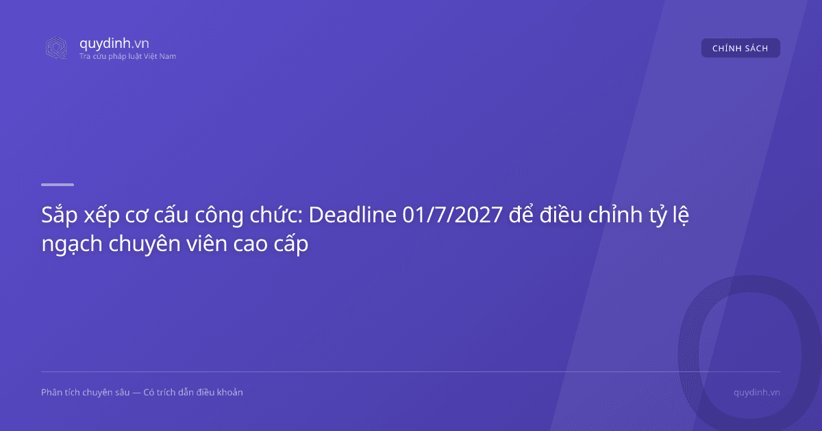 Sắp xếp cơ cấu công chức: Deadline 01/7/2027 để điều chỉnh tỷ lệ ngạch chuyên viên cao cấp