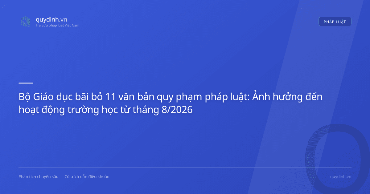 Bộ Giáo dục bãi bỏ 11 văn bản quy phạm pháp luật: Ảnh hưởng đến hoạt động trường học từ tháng 8/2026