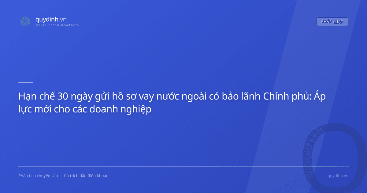 Hạn chế 30 ngày gửi hồ sơ vay nước ngoài có bảo lãnh Chính phủ: Áp lực mới cho các doanh nghiệp