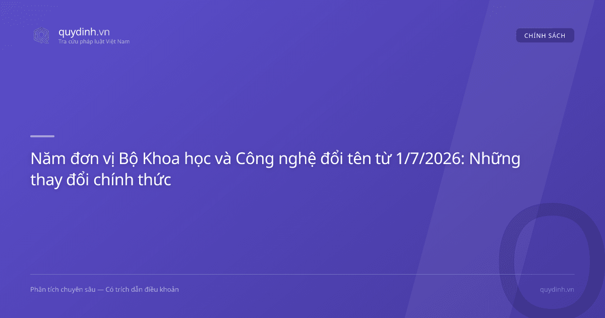 Năm đơn vị Bộ Khoa học và Công nghệ đổi tên từ 1/7/2026: Những thay đổi chính thức