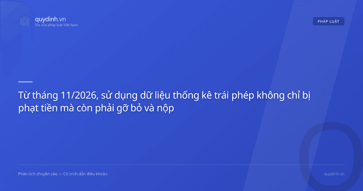 Từ tháng 11/2026, sử dụng dữ liệu thống kê trái phép không chỉ bị phạt tiền mà còn phải gỡ bỏ và nộp lại lợi bất hợp pháp