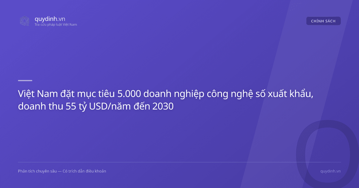 Việt Nam đặt mục tiêu 5.000 doanh nghiệp công nghệ số xuất khẩu, doanh thu 55 tỷ USD/năm đến 2030