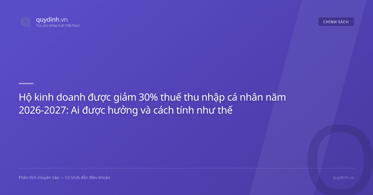 Hộ kinh doanh được giảm 30% thuế thu nhập cá nhân năm 2026-2027: Ai được hưởng và cách tính như thế nào