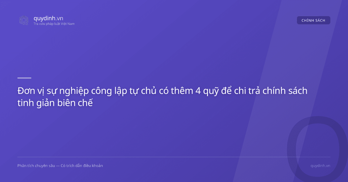 Đơn vị sự nghiệp công lập tự chủ có thêm 4 quỹ để chi trả chính sách tinh giản biên chế
