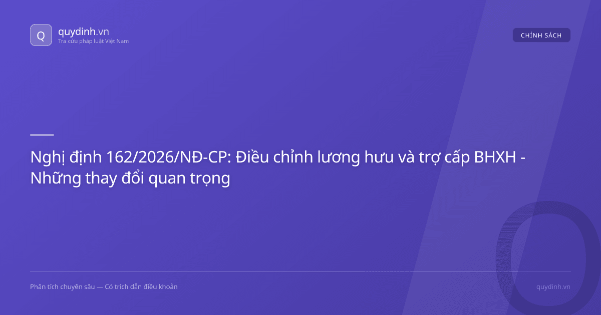 Nghị định 162/2026/NĐ-CP: Điều chỉnh lương hưu và trợ cấp BHXH - Những thay đổi quan trọng