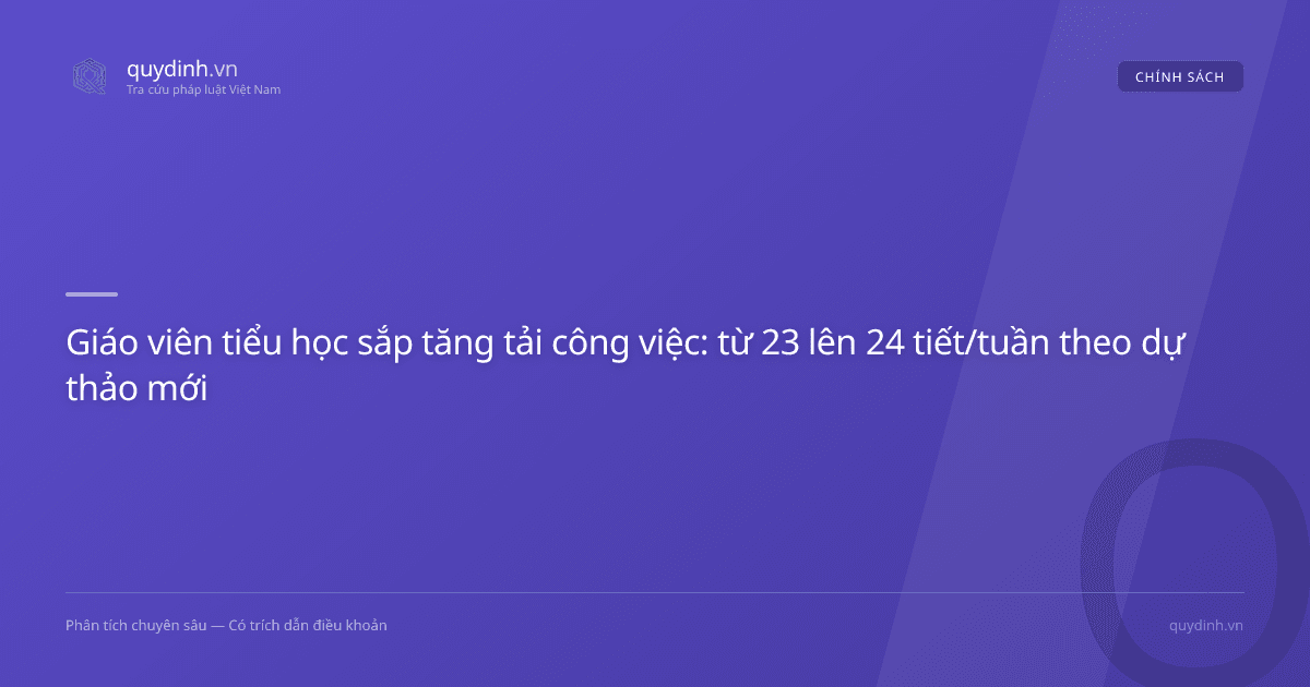 Giáo viên tiểu học sắp tăng tải công việc: từ 23 lên 24 tiết/tuần theo dự thảo mới