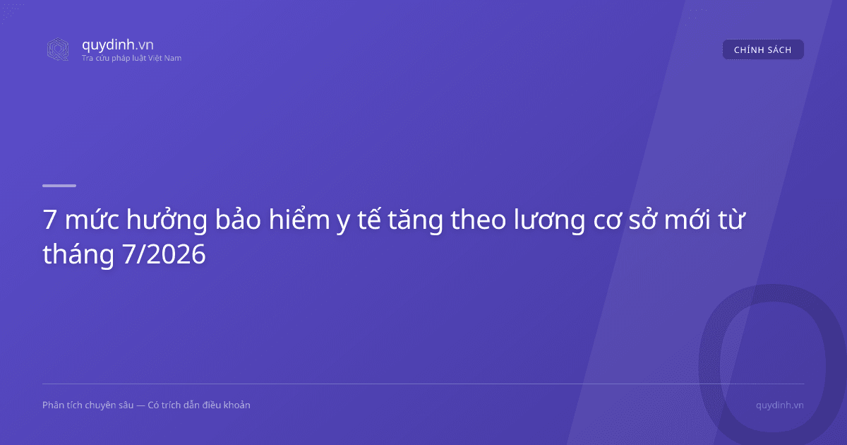 7 mức hưởng bảo hiểm y tế tăng theo lương cơ sở mới từ tháng 7/2026