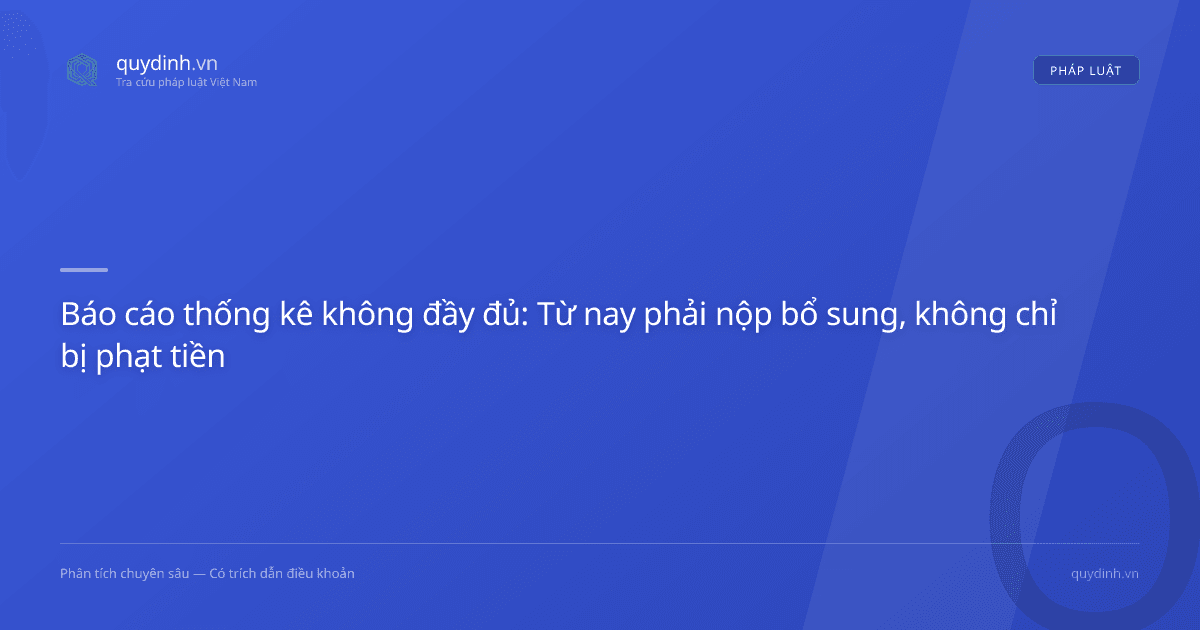 Báo cáo thống kê không đầy đủ: Từ nay phải nộp bổ sung, không chỉ bị phạt tiền