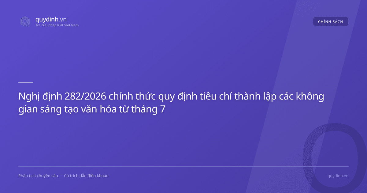 Nghị định 282/2026 chính thức quy định tiêu chí thành lập các không gian sáng tạo văn hóa từ tháng 7