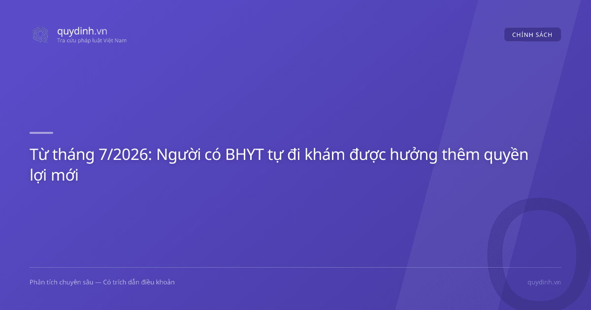 Từ tháng 7/2026: Người có BHYT tự đi khám được hưởng thêm quyền lợi mới