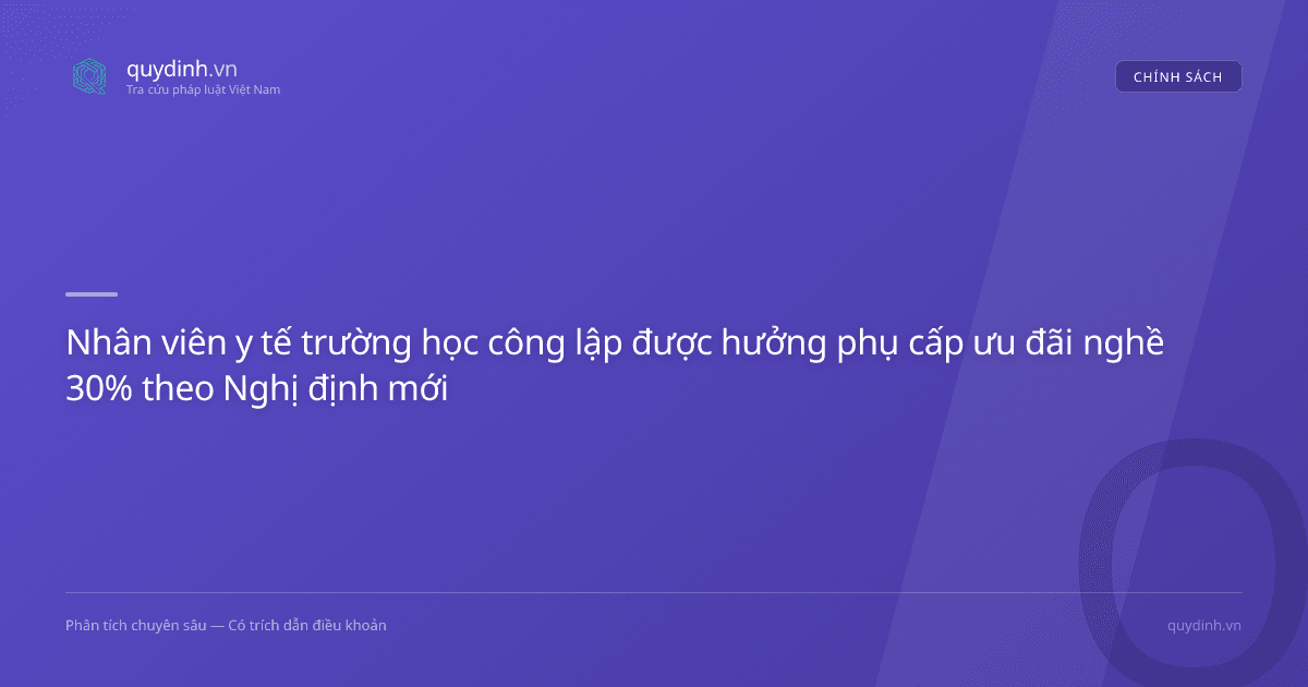 Nhân viên y tế trường học công lập được hưởng phụ cấp ưu đãi nghề 30% theo Nghị định mới