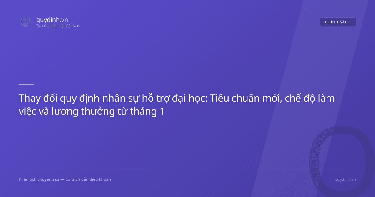 Thay đổi quy định nhân sự hỗ trợ đại học: Tiêu chuẩn mới, chế độ làm việc và lương thưởng từ tháng 12/2026