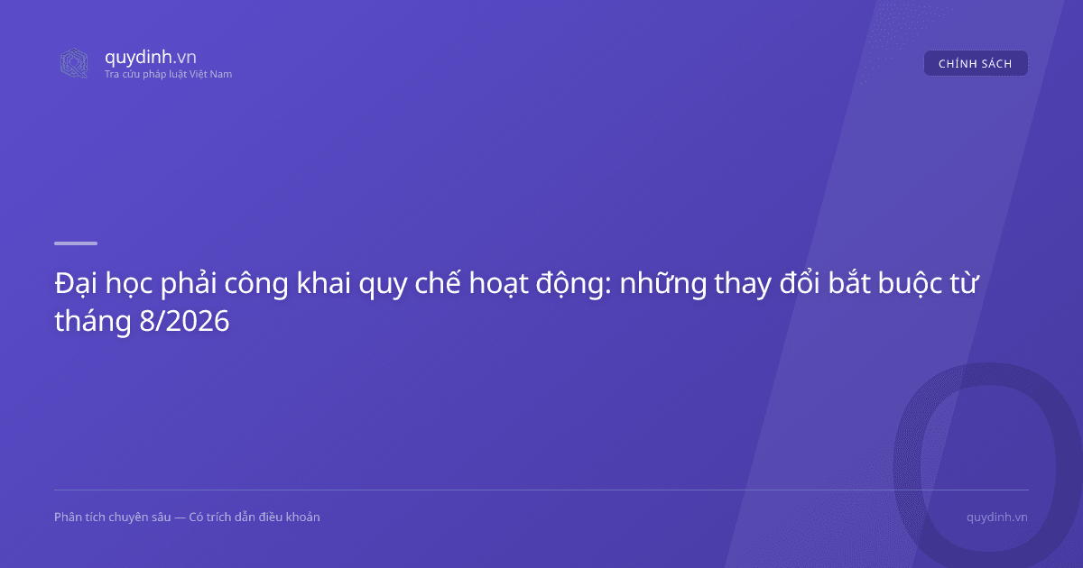 Đại học phải công khai quy chế hoạt động: những thay đổi bắt buộc từ tháng 8/2026